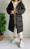 ŞİŞME ÇİFT TARAFLI OVERSIZE KAPŞONLU UZUN MONT