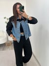 Siyah Denim Detaylı Pantolon Ceket Takım