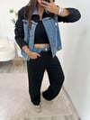 Siyah Denim Detaylı Pantolon Ceket Takım