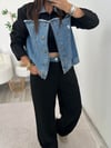 Siyah Denim Detaylı Pantolon Ceket Takım