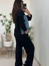 Siyah Denim Detaylı Pantolon Ceket Takım