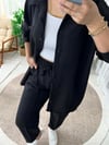 Siyah İkili Keten Takım
