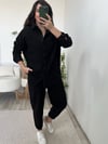 Siyah Kadife İkili Şalvar Takım