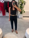 Siyah Kanvas Arka Beli Lastikli Pantolon