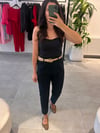 Siyah Kanvas Arka Beli Lastikli Pantolon