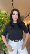 Siyah Ön Ve Arka Taş Geçişli Tişört