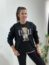 Siyah Tedy Baskılı Şardonlu Sweat