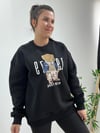 Siyah Tedy Baskılı Şardonlu Sweat