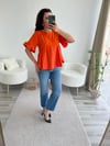 TURUNCU VOLANLI BLUZ