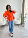 TURUNCU VOLANLI BLUZ