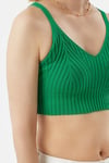 Fitilli Triko Crop Yeşil
