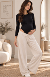Luvmabelly MYRA1900 – Göbeği Kavrayan Çıtçıtlı  Hamile Body -  Siyah