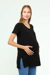 Luvmabelly MYRA2041 - Hamile Tshirt V yaka - Siyah