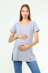 Luvmabelly MYRA2044 - Hamile Tshirt V yaka - Gri