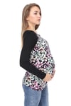 LuvmaBelly MYRA2353 Siyah Çiçekli Çizgili Parçalı Hamile Tshirt