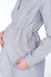 Luvmabelly MYRA4011 - Beli Bağlamalı Siyah Çizgili Hamile Gömleği