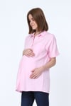Luvmabelly MYRA4022 - Cepli Pembe Hamile Gömleği