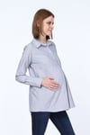 Luvmabelly MYRA4041 - Pilikaşeli Siyah Çizgili Hamile Gömleği