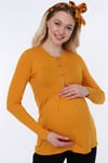 Luvmabelly MYRA4101 - Önden Düğmeli Bluz - Hardal