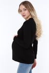 Luvmabelly MYRA4102 - Önden Düğmeli Bluz - Siyah - Kahve düğmeli