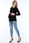 Luvmabelly MYRA4102 - Önden Düğmeli Bluz - Siyah - Kahve düğmeli