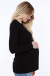Luvmabelly MYRA4103 - Önden Düğmeli Bluz - Siyah - Siyah düğmeli