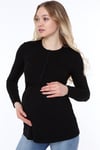 Luvmabelly MYRA4103 - Önden Düğmeli Bluz - Siyah - Siyah düğmeli
