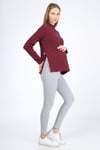 Luvmabelly MYRA4222 Yandan Düğmeli Emzirme Hamile Triko Bluz - Bordo