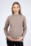 Luvmabelly MYRA4223 Yandan Düğmeli Emzirme Hamile Triko Bluz - Bej