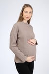 Luvmabelly MYRA4223 Yandan Düğmeli Emzirme Hamile Triko Bluz - Bej