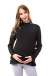 Luvmabelly MYRA4225 Yandan Düğmeli Emzirme Hamile Triko Bluz - Siyah
