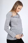 Luvmabelly MYRA4261 Üstten Düğmeli Emzirme Hamile Triko Bluz - Gri