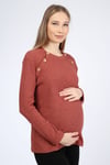 Luvmabelly MYRA4262 Üstten Düğmeli Emzirme Hamile Triko Bluz - Kiremit