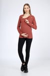 Luvmabelly MYRA4262 Üstten Düğmeli Emzirme Hamile Triko Bluz - Kiremit