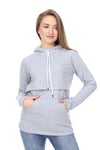 LuvmaBelly MYRA4521 Gri&Gri Parçalı Kapüşonlu ve Cepli Emzirme Sweatshirt