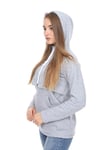 LuvmaBelly MYRA4521 Gri&Gri Parçalı Kapüşonlu ve Cepli Emzirme Sweatshirt