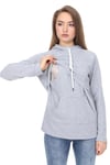 LuvmaBelly MYRA4521 Gri&Gri Parçalı Kapüşonlu ve Cepli Emzirme Sweatshirt