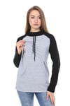 LuvmaBelly MYRA4524 Siyah&Gri Parçalı Kapüşonlu ve Cepli Emzirme Sweatshirt
