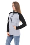 LuvmaBelly MYRA4524 Siyah&Gri Parçalı Kapüşonlu ve Cepli Emzirme Sweatshirt