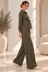 Luvmabelly MYRA6170 – Hamile Gömlek Yaka Kuşaklı Tulum - Haki