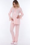 Luvmabelly MYRA9502 - Dantelli Düğmeli Hamile Pijama Takımı - Pembe
