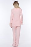 Luvmabelly MYRA9502 - Dantelli Düğmeli Hamile Pijama Takımı - Pembe