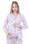 Luvmabelly MYRA9535 Düğmeli Biyeli Hamile Pijama Takımı - Kalpli - Gri