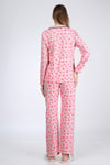 Luvmabelly MYRA9538 Düğmeli Biyeli Hamile Pijama Takımı - Kalpli - Pembe
