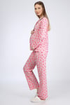 Luvmabelly MYRA9538 Düğmeli Biyeli Hamile Pijama Takımı - Kalpli - Pembe