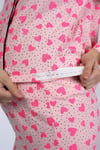 Luvmabelly MYRA9538 Düğmeli Biyeli Hamile Pijama Takımı - Kalpli - Pembe