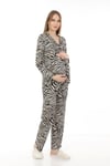 Luvmabelly MYRA9540 Düğmeli Biyeli Hamile Pijama Takımı -Zebra