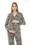 Luvmabelly MYRA9540 Düğmeli Biyeli Hamile Pijama Takımı -Zebra