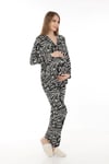 Luvmabelly MYRA9541 Düğmeli Biyeli Hamile Pijama Takımı -Zebra
