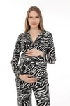 Luvmabelly MYRA9541 Düğmeli Biyeli Hamile Pijama Takımı -Zebra